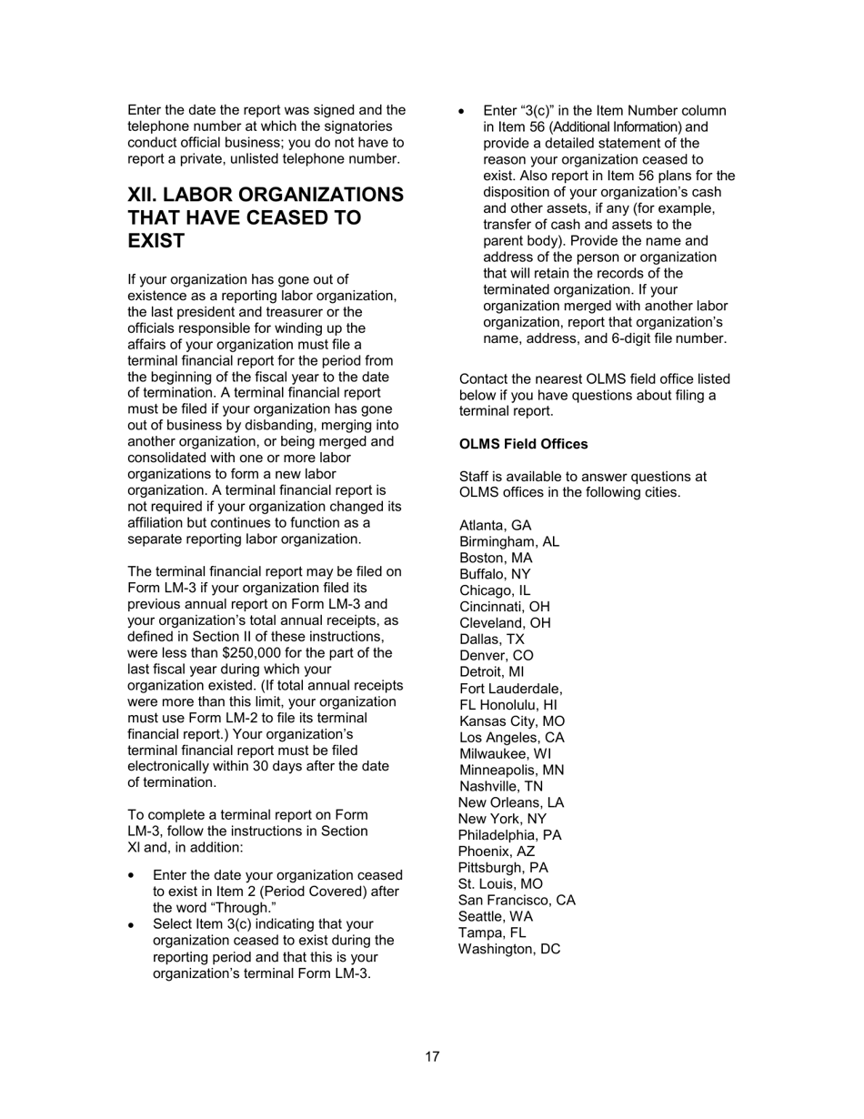 Instructions for Form LM-3 Labor Organization Annual Report, Page 17