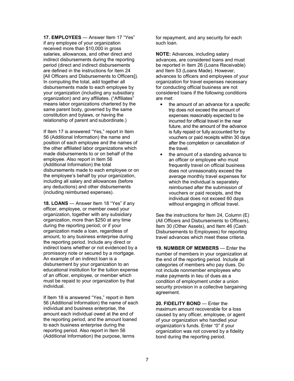Instructions for Form LM-3 Labor Organization Annual Report, Page 7