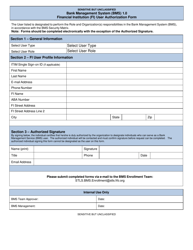 Bank Management System (Bms) Financial Institution (Fi) User Authorization Form