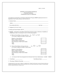 FS Form 3144 Certification Form for Admission - Minority Bank Deposit Program