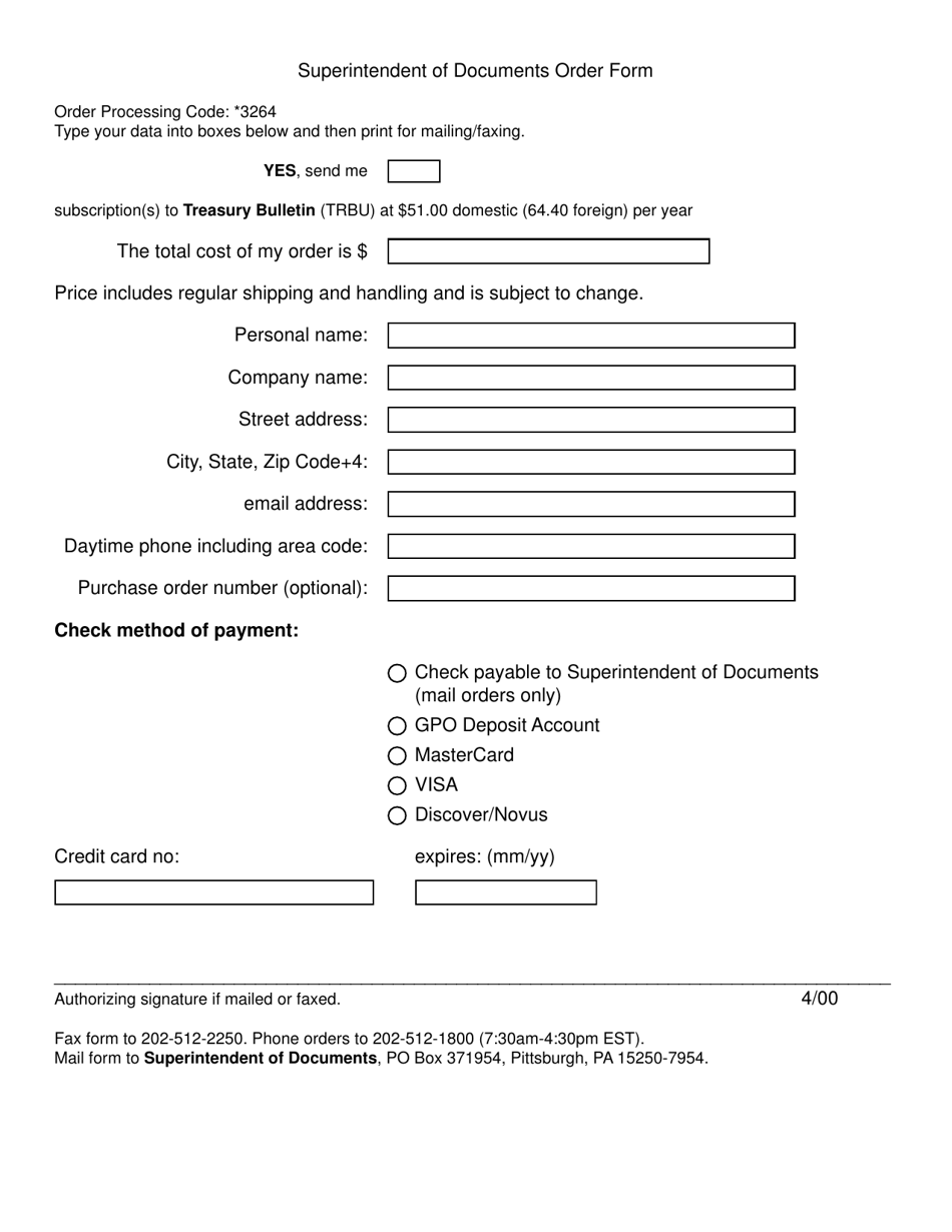Superintendent of Documents Order Form, Page 1