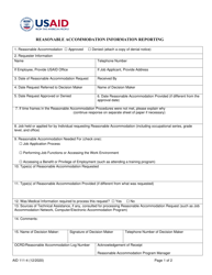 Form AID111-4 &quot;Reasonable Accommodation Information Reporting&quot;