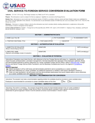 Form AID415-2 Civil Service-To-Foreign Service Conversion Evaluation Form