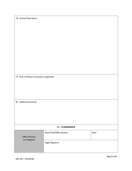 Form AID201-1 Mission Concurrence Request Form, Page 2