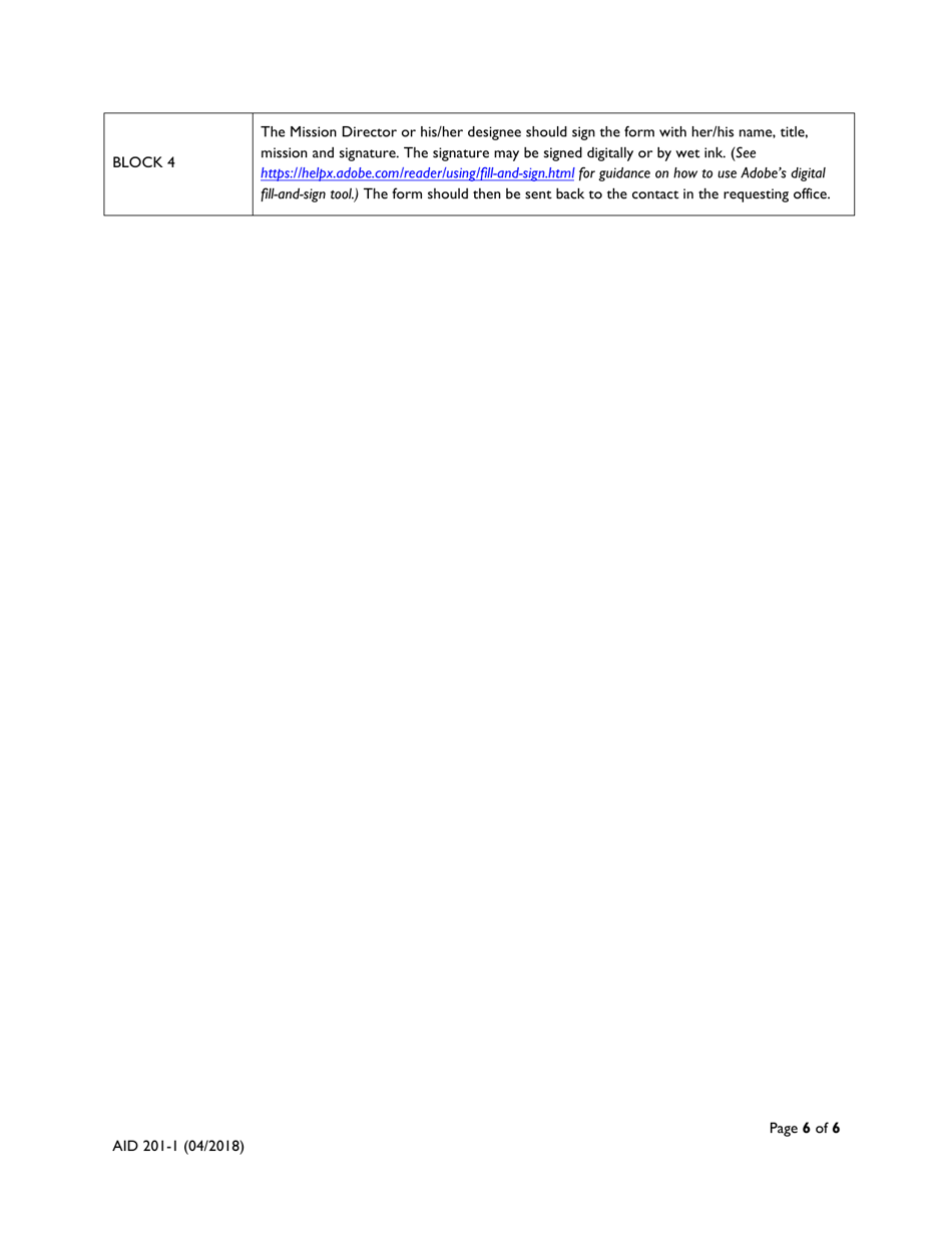 Form AID201-1 Mission Concurrence Request Form, Page 6