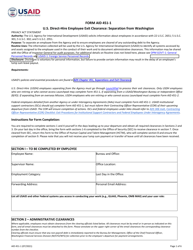 Form AID451-1 &quot;U.S. Direct-Hire Employee Exit Clearance: Separation From Washington&quot;