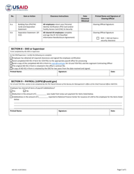 Form AID451-4 Personal Services Contractor Exit Clearance: Separation From Overseas Mission, Page 5