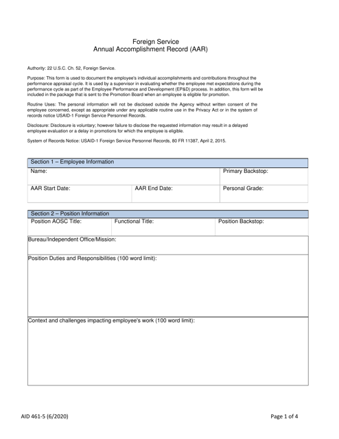 Form AID461-5  Printable Pdf