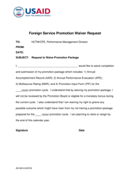 Document preview: Form AID463-6 Foreign Service Promotion Waiver Request