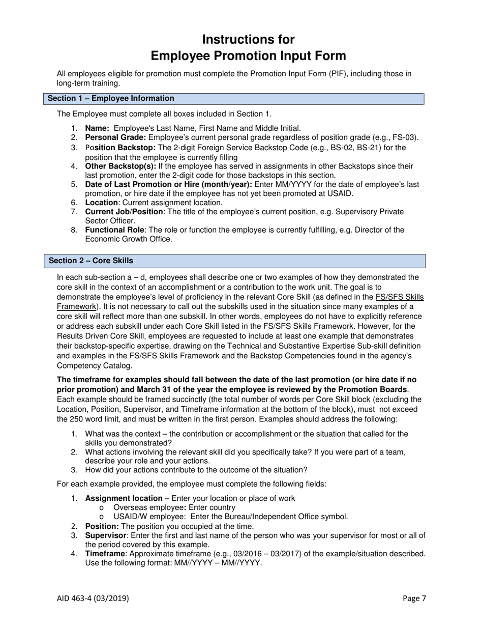 Form AID463-4 Foreign Service Promotion Input Form (PIF), Page 7