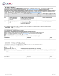 Form AID451-3 Personal Services Contractor Exit Clearance: Separation From Washington, Page 5