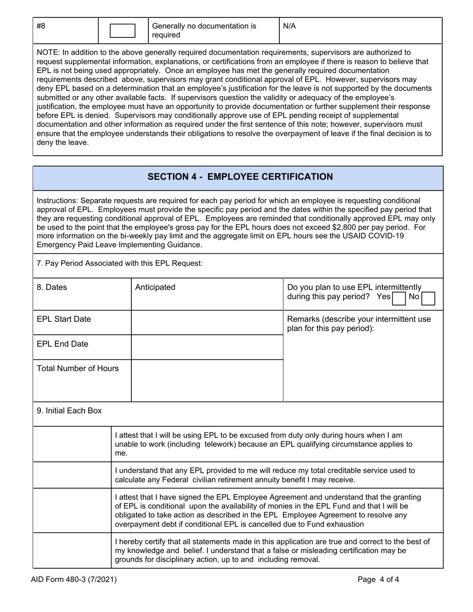 Form AID480-3 Covid-19 Emergency Paid Leave Request Form, Page 4
