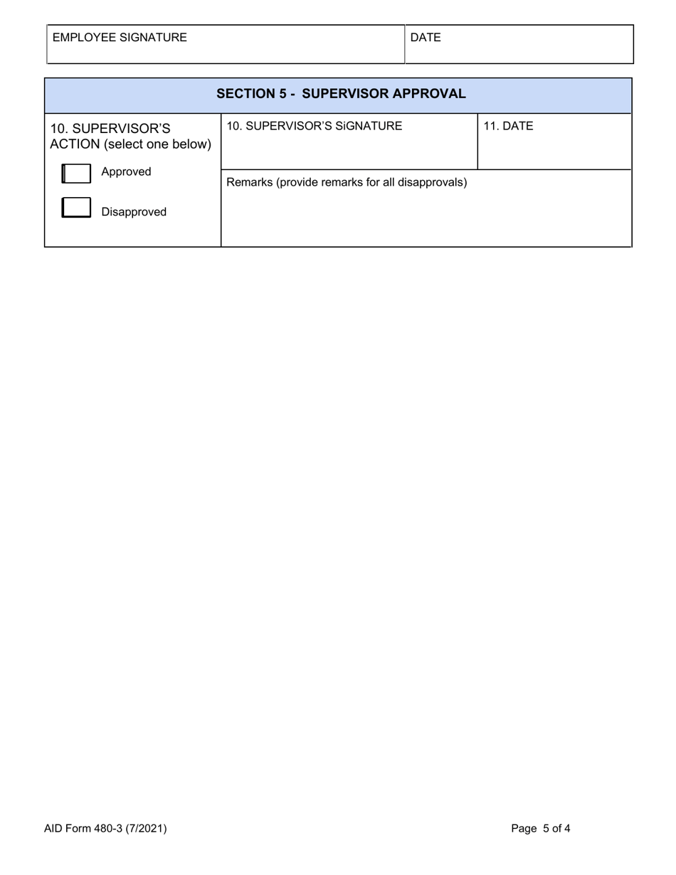 Form AID480-3 Covid-19 Emergency Paid Leave Request Form, Page 5
