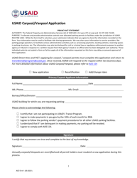Form AID514-1 &quot;Usaid Carpool/Vanpool Application&quot;
