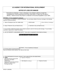 Form AID521-1 &quot;Notice of Loss or Damage&quot;