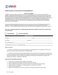 Form AID514-4 &quot;Usaid Executive or Unusual Hours Parking Application&quot;