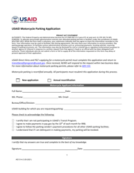 Form AID514-2 &quot;Usaid Motorcycle Parking Application&quot;