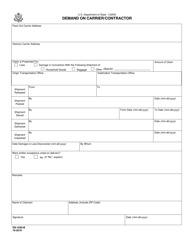 Document preview: Form DS-1620-B Demand on Carrier/Contractor