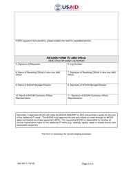 Form AID547-1 Business Waiver Request for Additional Government Furnished Equipment(GFE) Outside Standard Equipment Package, Page 2