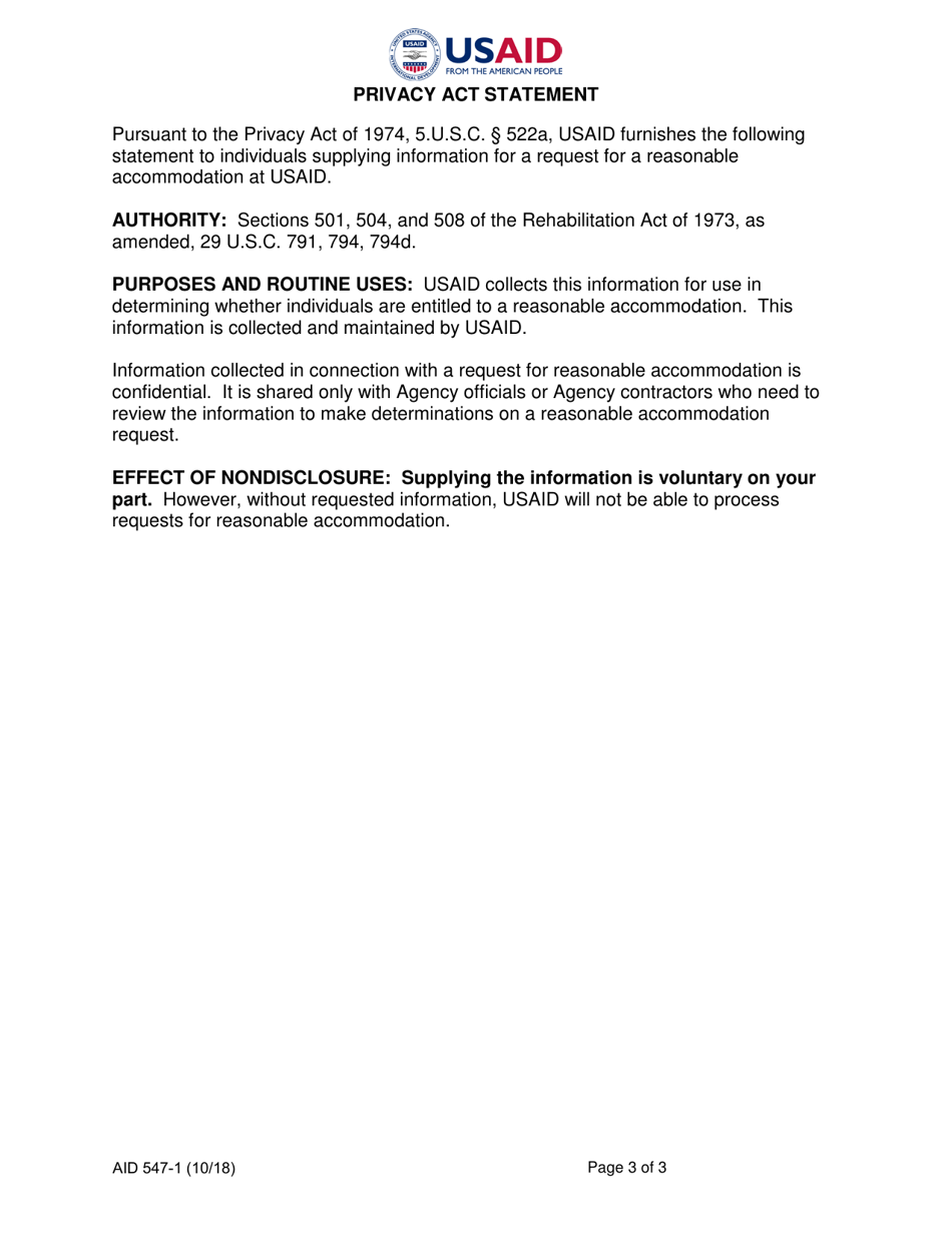 Form AID547-1 Business Waiver Request for Additional Government Furnished Equipment(GFE) Outside Standard Equipment Package, Page 3