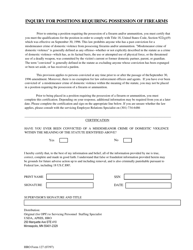 Document preview: HRO Form 127 Inquiry for Positions Requiring Possession of Firearms