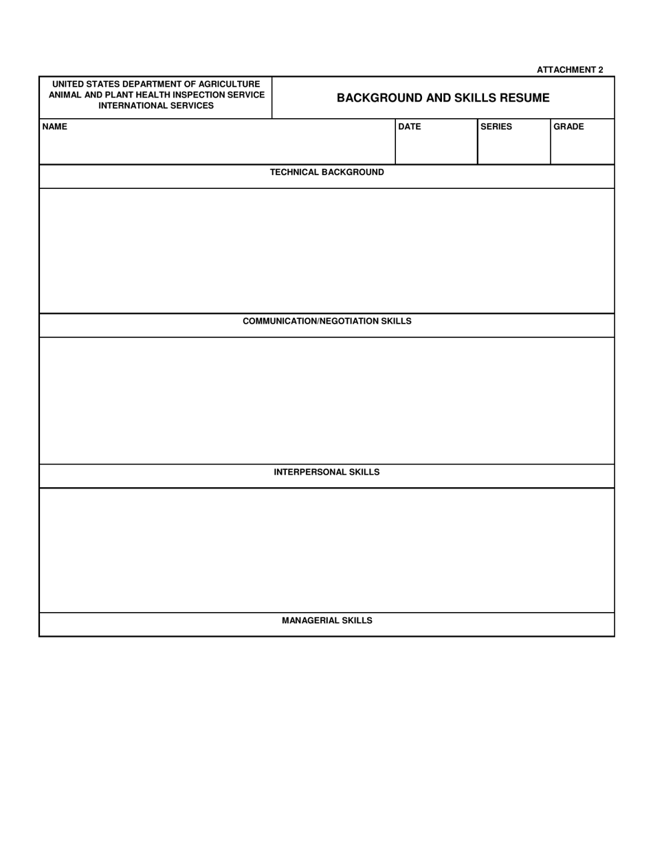 IS Form 2 Attachment 2 Background and Skills Resume, Page 1