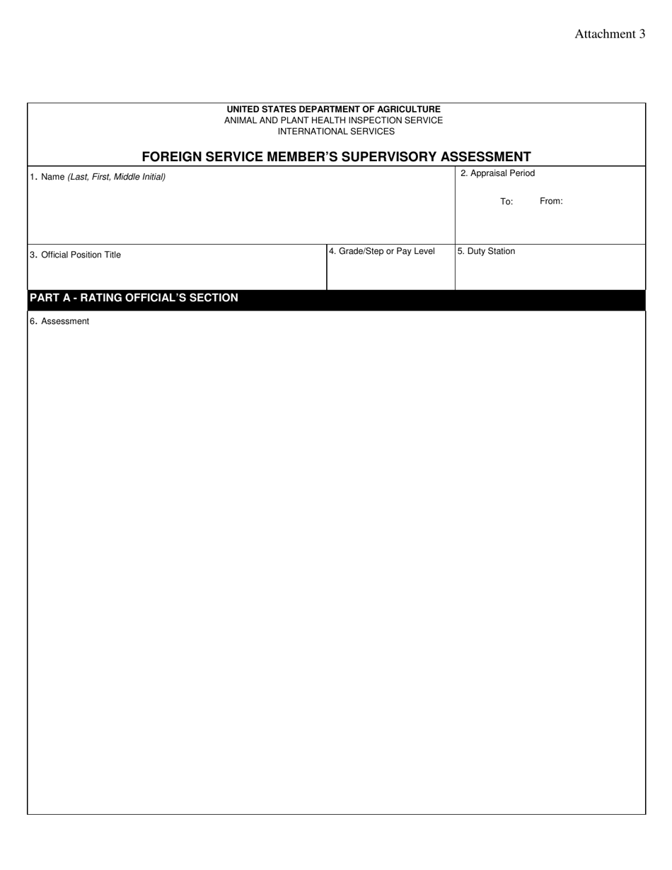 IS Form 438-R Attachment 3 Foreign Service Member's Supervisory Assessment, Page 1