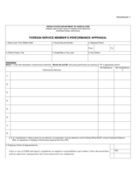 Document preview: IS Form 436-R Attachment 1 Foreign Service Member's Performance Appraisal