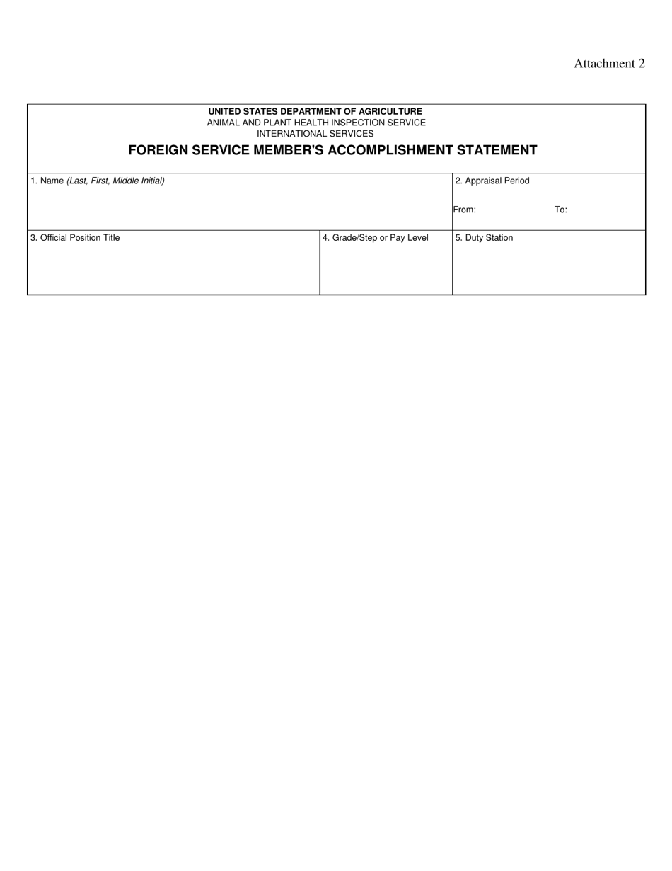 IS Form 437-R Attachment 2 Foreign Service Members Accomplishment Statement, Page 1