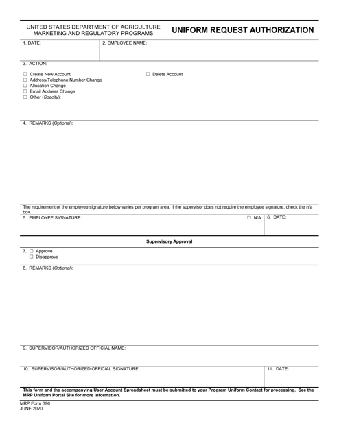 MRP Form 390  Printable Pdf