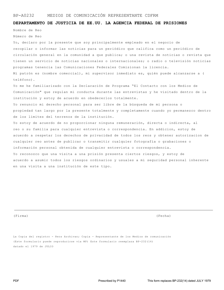 Form BP-A0232 Media Representatives Agreement (English / Spanish), Page 3