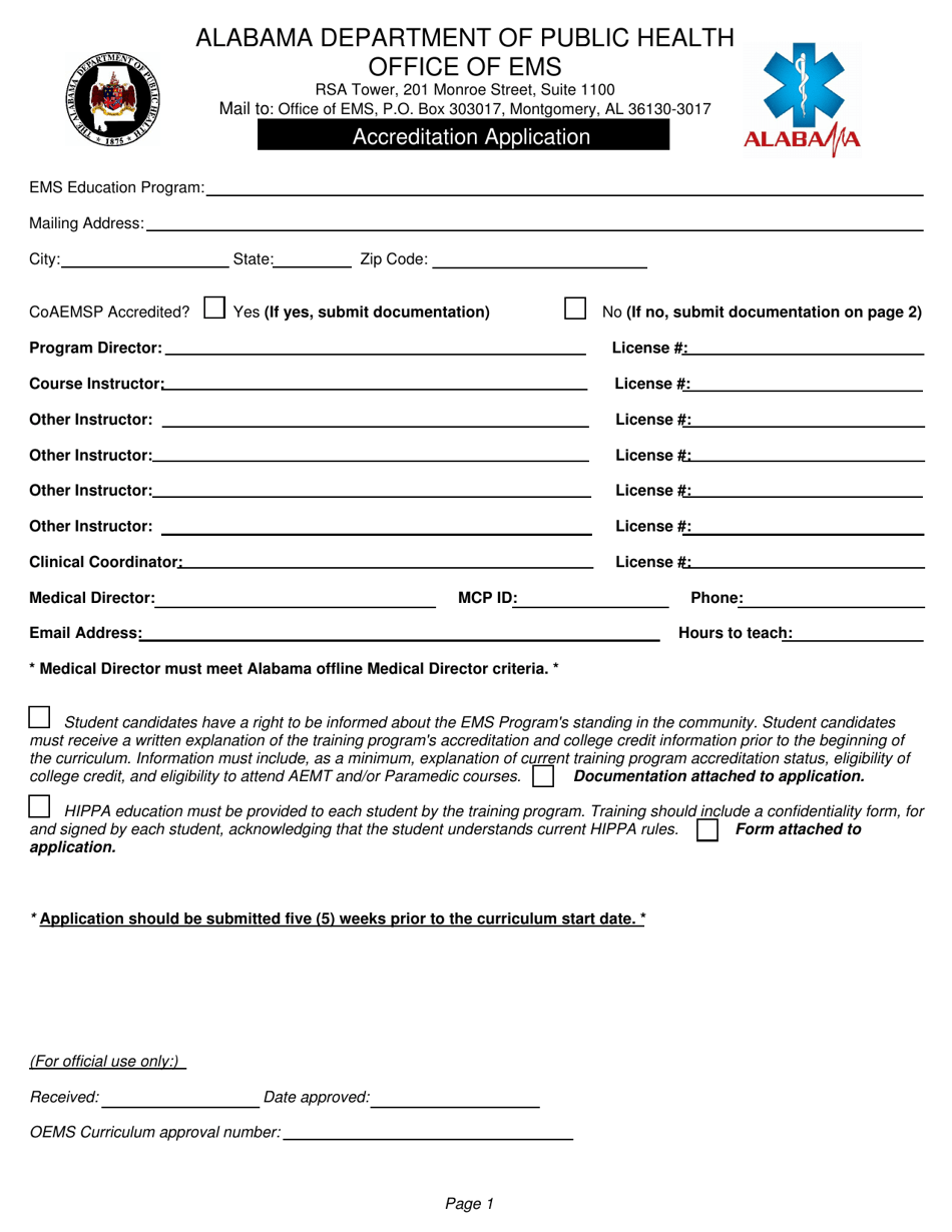 Alabama Accreditation Application - Fill Out, Sign Online and Download ...
