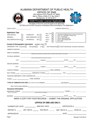 Document preview: EMS Provider License Application - Alabama