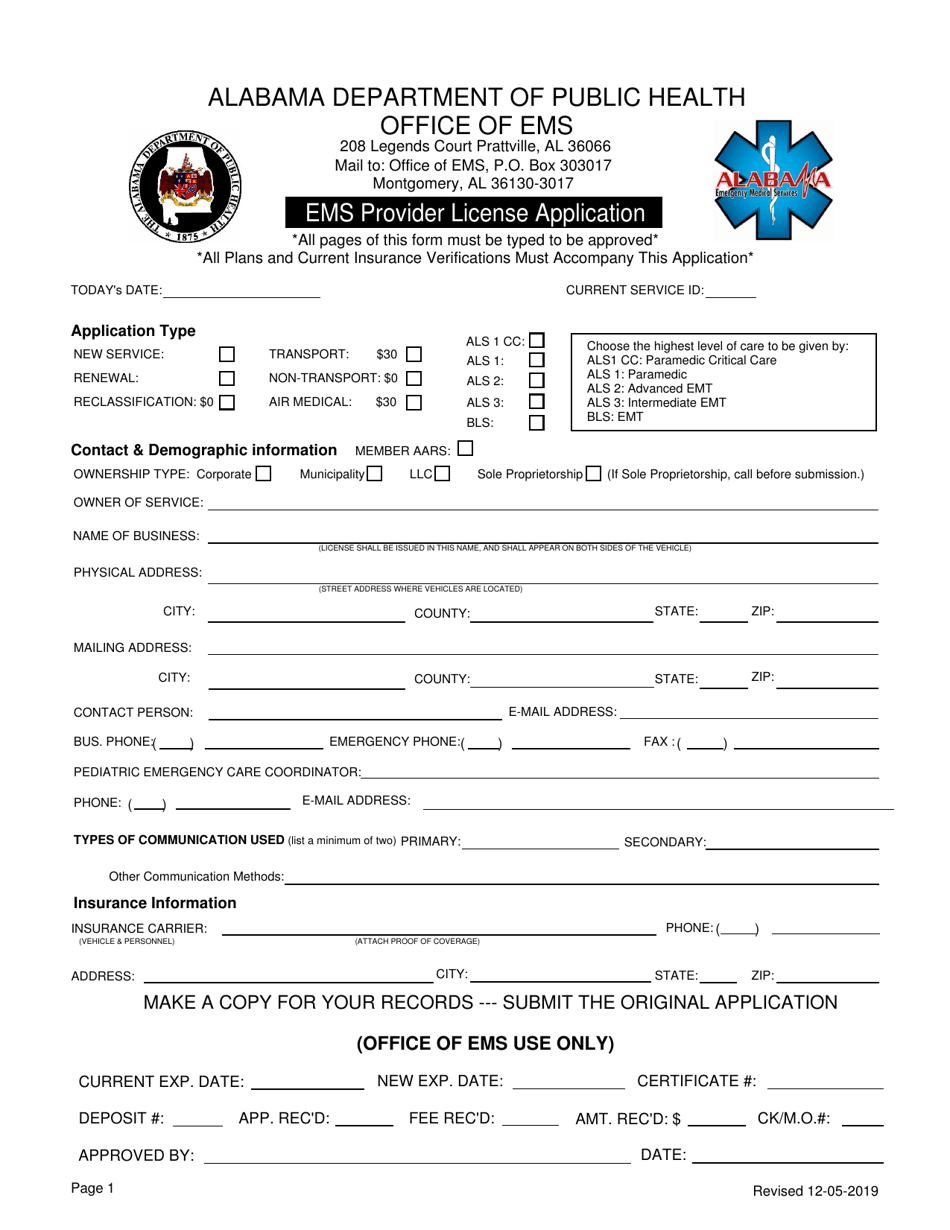 Alabama EMS Provider License Application Fill Out, Sign Online and