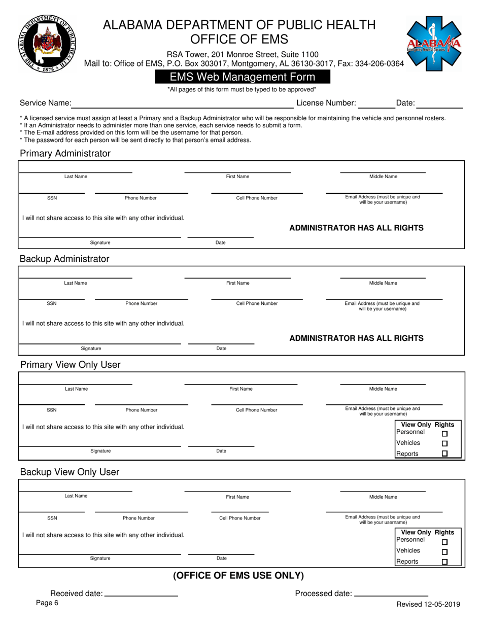 EMS Provider License Application - Alabama, Page 6