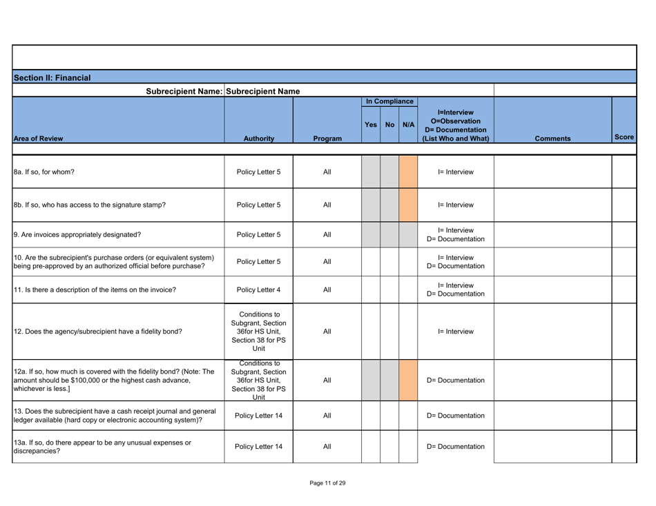 Adeca Monitoring Tool Template - Alabama, Page 11