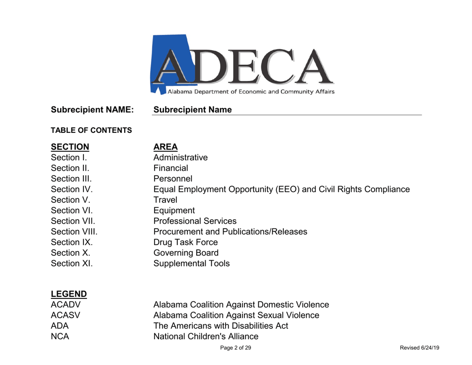 Adeca Monitoring Tool Template - Alabama, Page 2