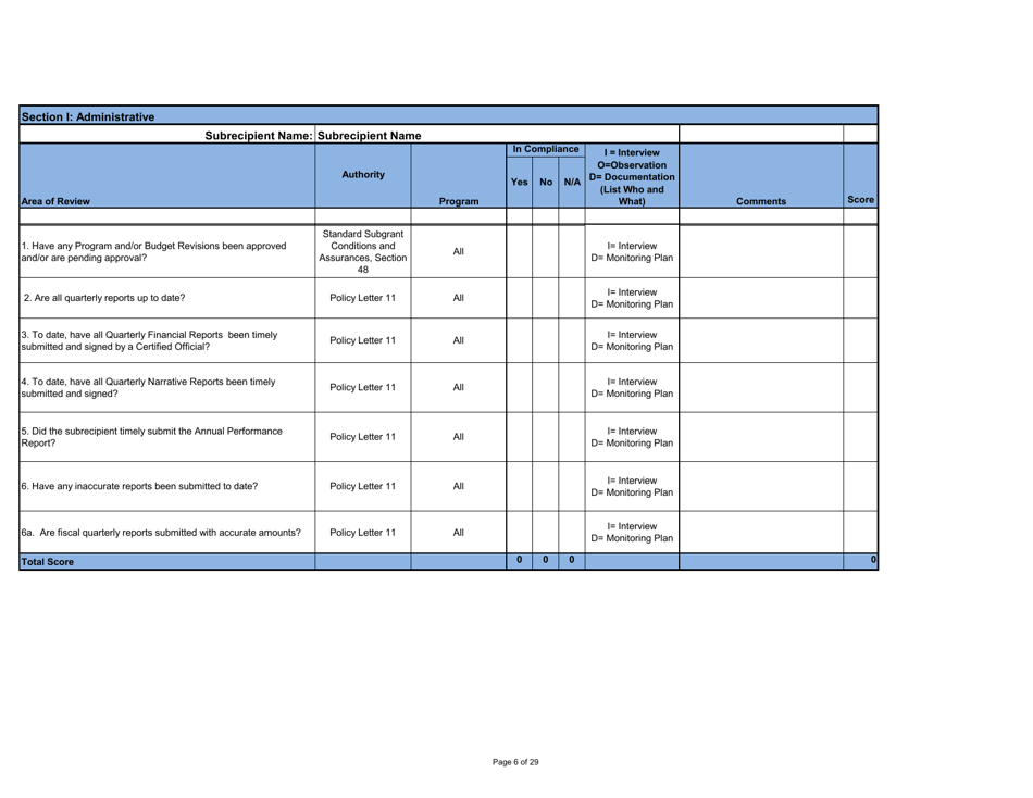 Adeca Monitoring Tool Template - Alabama, Page 6