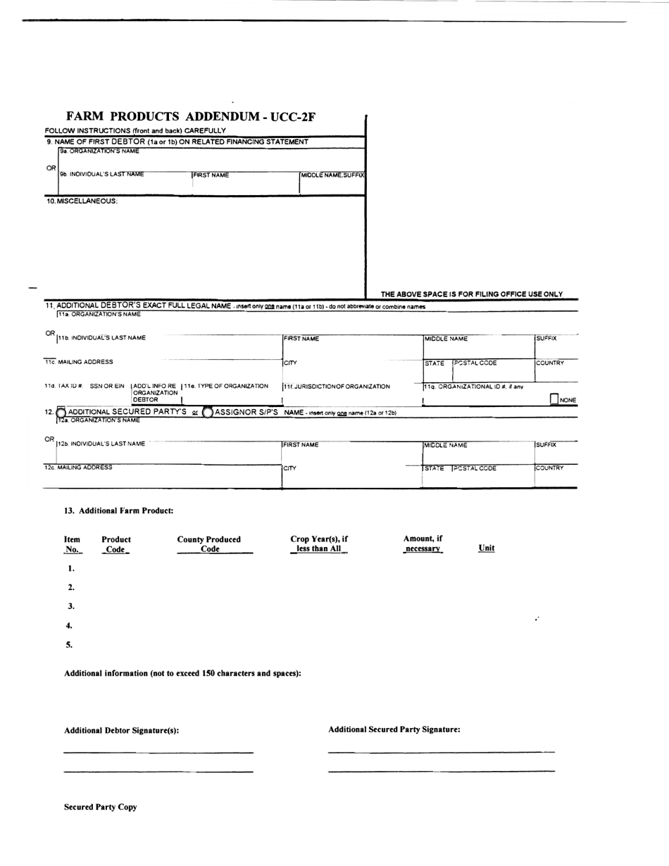 Form UCC-2F Farm Products Addendum - Alabama, Page 4
