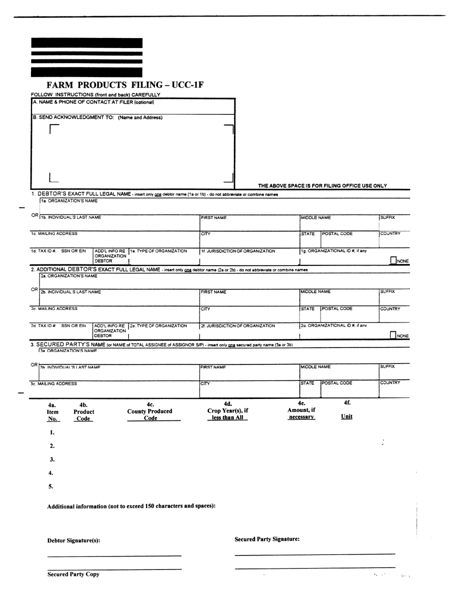Form UCC-1F Farm Products Filing - Alabama, Page 4