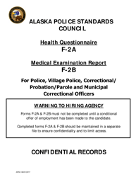 Form F-2A &quot;Health Questionnaire&quot; - Alaska