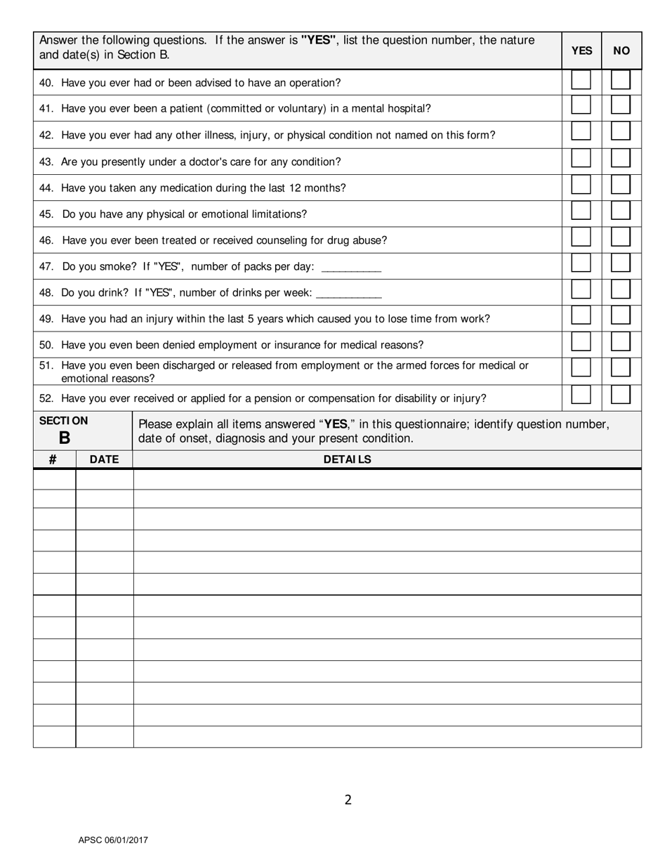 Form F-2A Health Questionnaire - Alaska, Page 3