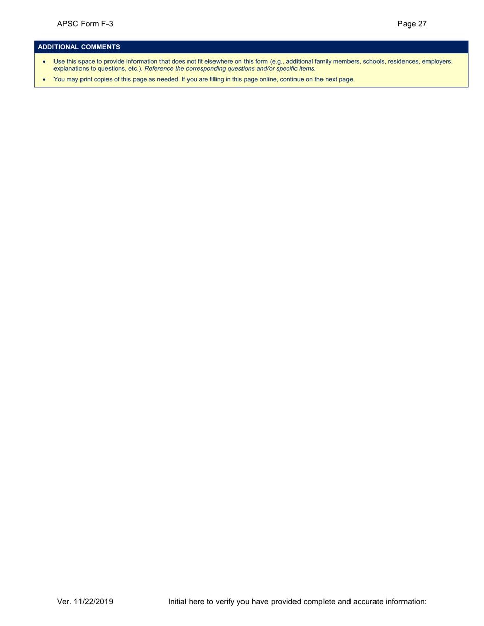 APSC Form F-3 Personal History Statement - Alaska, Page 27