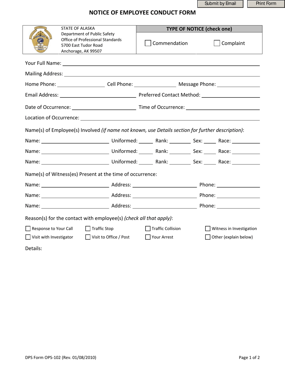 DPS Form OPS-102 - Fill Out, Sign Online and Download Fillable PDF ...