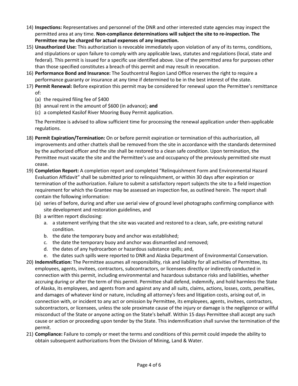 Kasilof River Mooring Buoy-General Permit - Alaska, Page 5