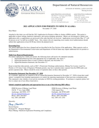 Form 102-4071 &quot;Application for Permits to Mine in Alaska&quot; - Alaska, 2021