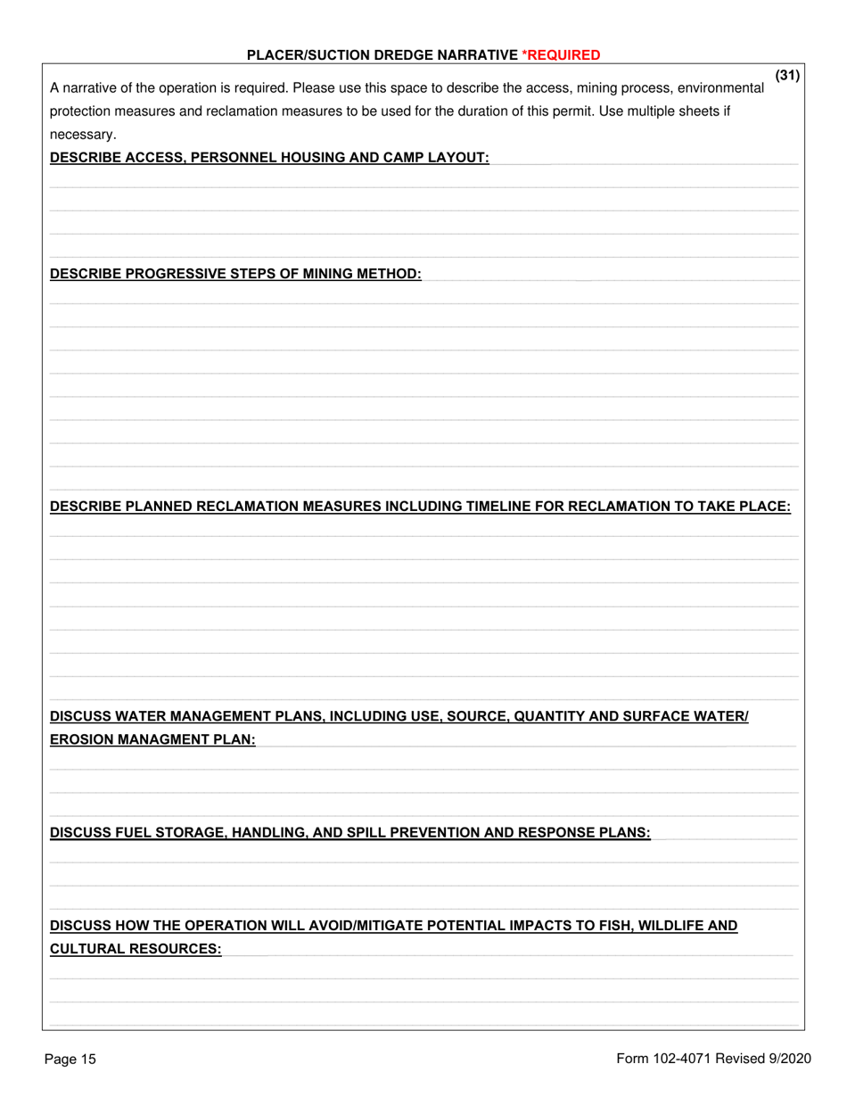 Form 102-4071 Application for Permits to Mine - Alaska, Page 21