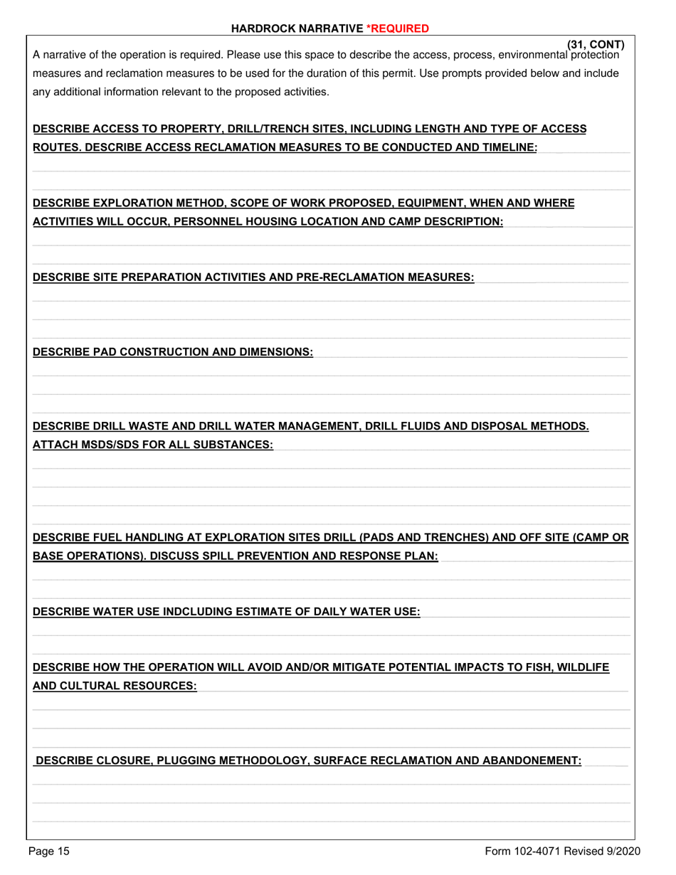 Form 102-4071 Application for Permits to Mine - Alaska, Page 22