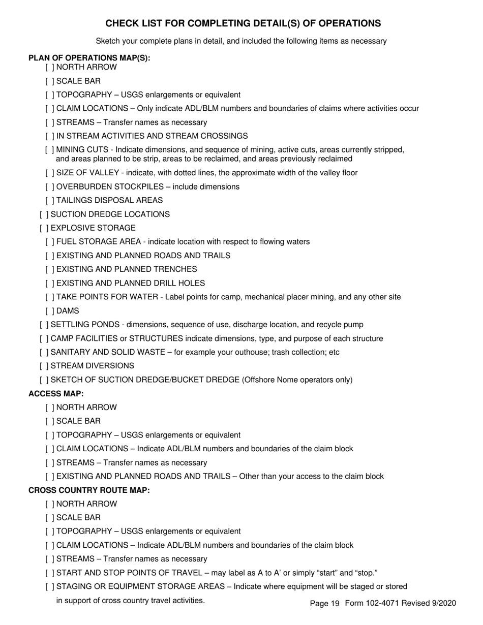 Form 102-4071 Application for Permits to Mine - Alaska, Page 28