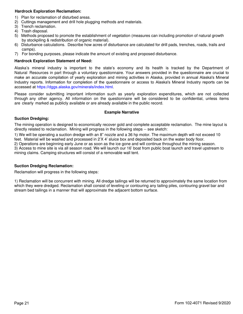 Form 102-4071 Application for Permits to Mine - Alaska, Page 30